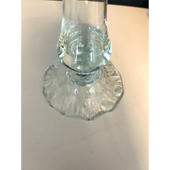 Vintage Faviluso Hand-Blown Art Glass Trumpet Vase – Green Edged Clear Glass – M - Picture 7 of 7